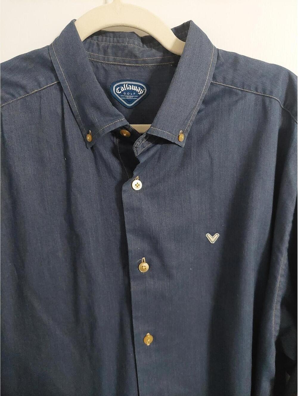 Callaway Men's Button-Down Long Sleeve Shirt Navy Blue